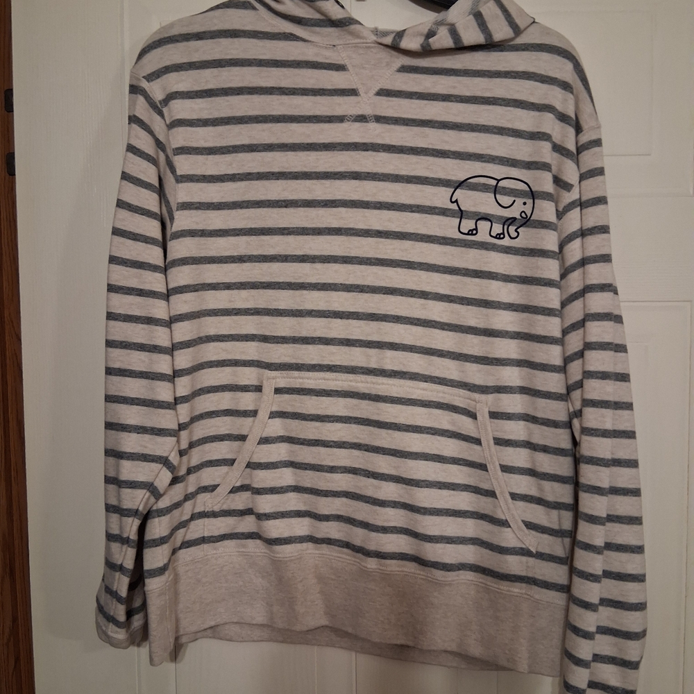 Ivory Ella Gray and Cream Striped Hoodie